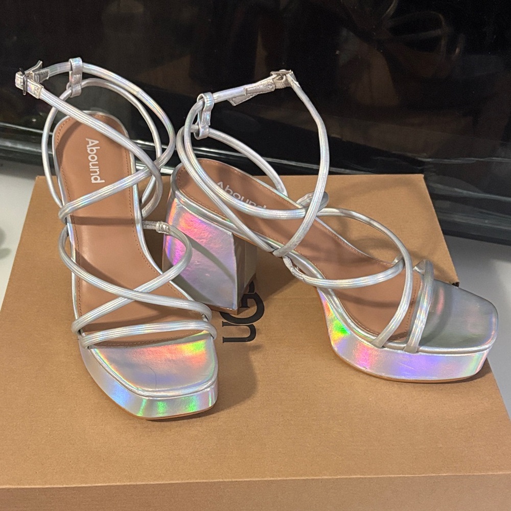 Abound Iridescent Silver Platform Heels